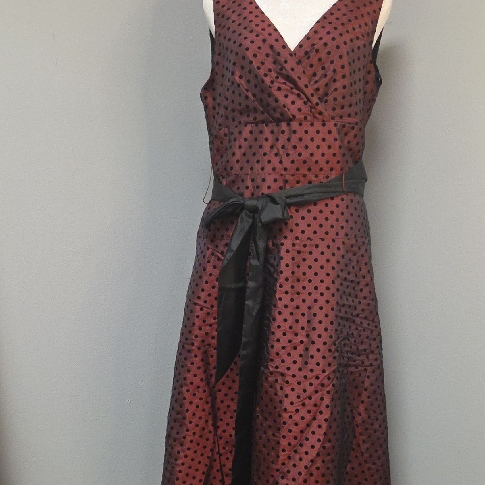 Red Sleeveless V-Neck Wrap Midi Dress